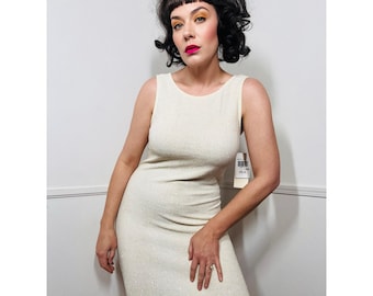 Großes bis XXL Y2K Vintage Kleid in Creme und Gold von City Triangles