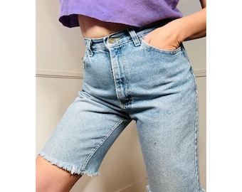 Medium 28 Waist 1990s Vintage Denim Cut Off Shorts by Lee