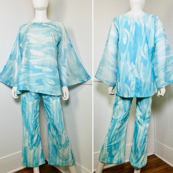 Small  26 Waist  1960s Vintage Blue Chiffon Angel - Etsy