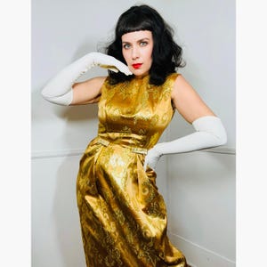 Small 1960s Vintage Gold Brocade Evening Gown by Kukulus