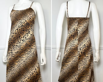 Small to Medium 1990s Vintage Animal Print Slip Dress by Byer Too!