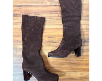 1970s Vintage Brown Suede GoGo Boots by Risqué- NOS