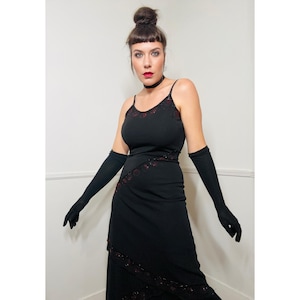 Small to Medium 1990s Vintage Black Beaded Gown