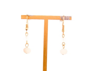 Rose Quartz Gold Simple Earrings