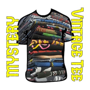 Vintage T‑Shirt Mystery Bundle | 70s 80s 90s Y2K Graphic Tees | Rock Band, Funny Slogan, Tourist, Tie Dye, Retro Unisex Tee Surprise