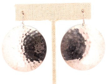 Hammered Silver Moon Earrings