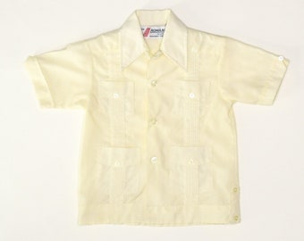 Pale Yellow Guayabera Boy's Button Up Shirt