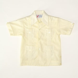Pale Yellow Guayabera Boy&#39;s Button Up Shirt