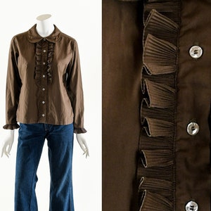 Brown Tuxedo Ruffled Dress Shirt
