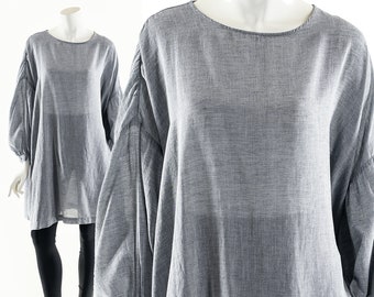 Balloon Sleeve Gray Swedish Dress Minimalist