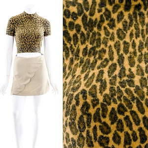 Cheetah Mohair Mock Neck Sweater 90s