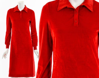 Robe polo en velours rouge