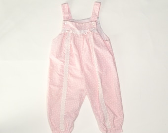 Lacy Baby Pink Children's Jumpsuit Dungarees Overalls