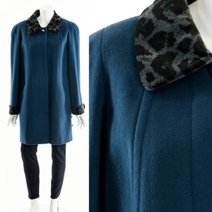Green Leopard Wool Trapeze Coat,Dark Emerald Wool Coat,Wool A Line Coat,Leopard Wool Coat,Alorna Frostmann Wool Coat,80s Does 50s,Retro