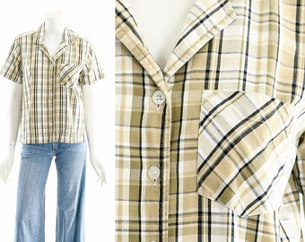 Plaid Cropped Cotton Button Up