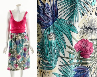 Tropical Floral Midi Skirt