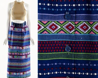 Neon Tribal Woven Hippie 60's Skirt