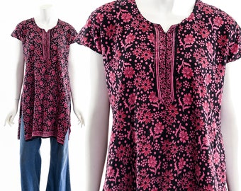 70s Boho Floral Block Printed Tunic