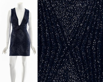 Navy Blue Sparkly Metallic Club Y2K Dress