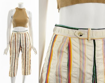 50's Rainbow Striped Seersucker Capri Pants