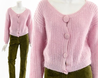 Mohair Millennial Pink Sweater Cardigan