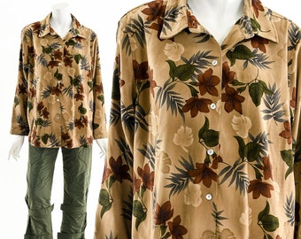 Chemise à boutons floraux d’automne