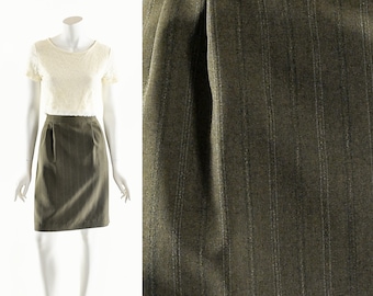 Brown High Waist Skirt,Menswear Vintage Bronze Pencil Skirt,Deadstock Vintage Skirt,High Waist Silk Skirt,Fitted Mini Skirt,90s Pocket Skirt