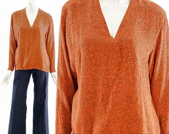 Orange Micro Dot Silk Blouse