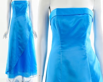 Turquoise Asymmetric Chiffon Dress