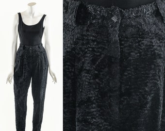 Authentic Fendi Pants,Vintage 60's Fendi Faux Fur Pants,Fendi Faux Mongolian Fur Black Pants,Made in Italy Pants,Rare Fendi Pants,Size 46