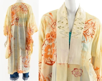 Kimono vintage con estampado floral pop de los años 60