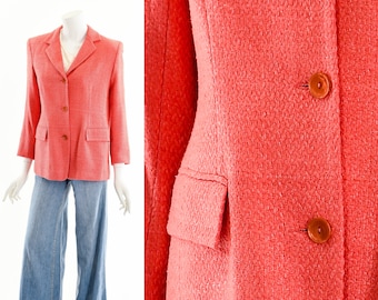 Tweed Boucle Blazer Pink Coral Jacket