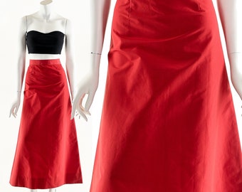 Coral Maxi Skirt,60s Mod Skirt,Vintage Formal Skirt,Red Orange Skirt,Vintage Evening Skirt,Twiggy Style,Iconic Swinging 60s,High Waist Skirt