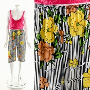 Striped Floral Capri Pants