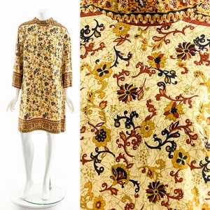 Block Print Paisley Print 60s Tunic Minidress