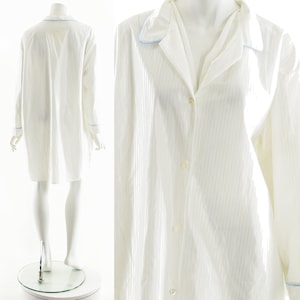 White Striped Pajama Button Down Dress
