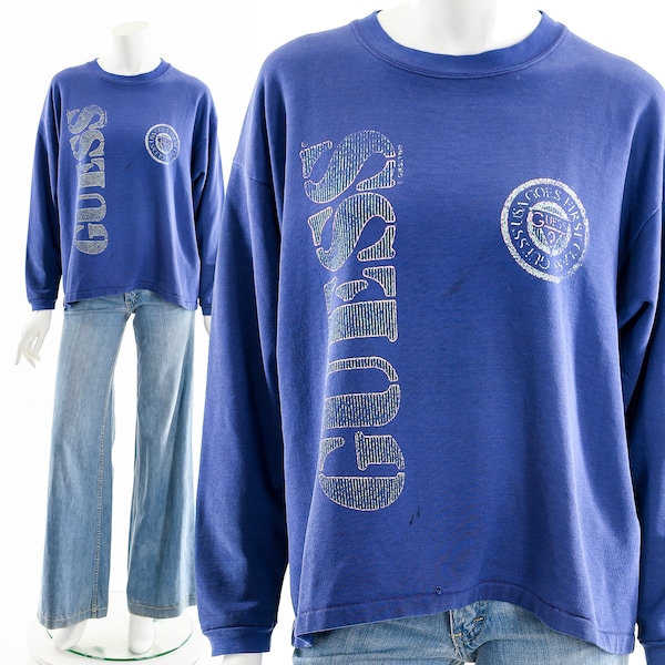 Guess Athletic Sweatshirt,Vintage 80's Guess Top,Long Sleeve Sweatshirt,Ralan Sweatshirt,80s Athletic Wear,Athleisure Crewneck Top,Hoodie