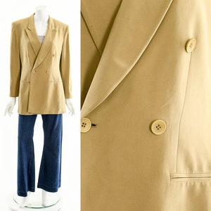 wrappedSilk Blazer Jacket,Vintage Silk Jacket,Double Breasted Blazer,Light Brown Jacket,90s Silk Coat,Beige Silk Blazer,Sexy Classic Layerin