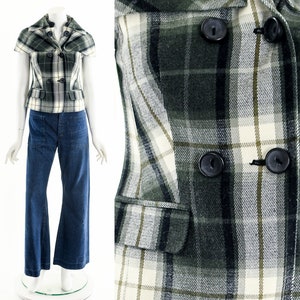 Plaid Blazer Coat,Double Breasted Blazer,Vintage Plaid Blazer,Short Plaid Jacket,Vintage Plaid Jacket,Herringbone Preppy Classic,PrepSchool