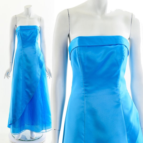 Turquoise Asymmetrisches Chiffon Kleid