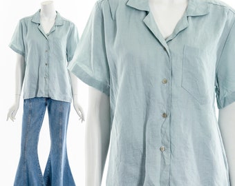 Sage Green Linen Button Up