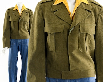 Giacca militare su misura in lana verde del 1945