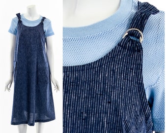 Blue Railroad Striped Overall Jumper Dress Pinafore