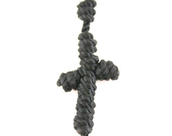 Knotted Rosary Necklace-Cord Rosary Necklace-Cross Necklace-Military Cord Rosary-Knotted Rope Necklace-Mother&#39;s Day Gifts