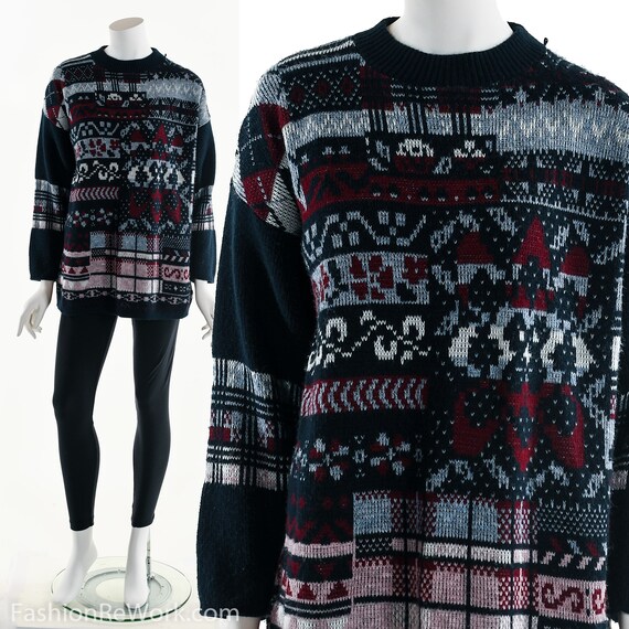 Tribal Sweater, 90's Sweater, 80's Sweater, Oversi