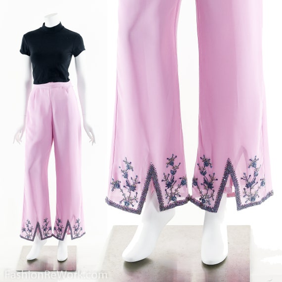 Lavender Pants, Purple Pants, Beaded Pants, High W