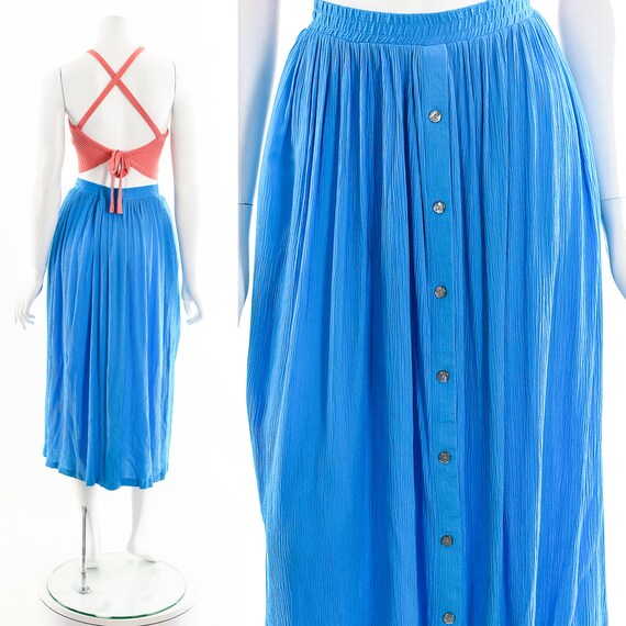 Blue Crinkle Gauze Skirt - image 2