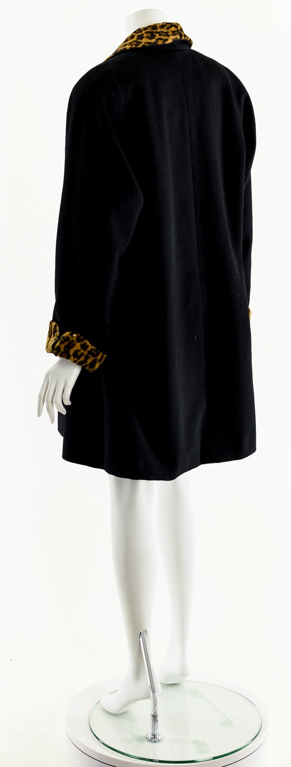 Black Cheetah Wool Swing Coat - image 8