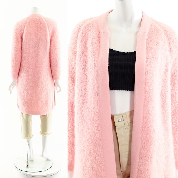 Pink Mohair Duster,60s Duster Cardigan,Textured S… - image 2