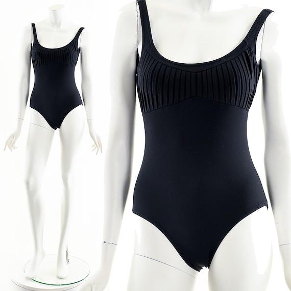 Black Ruched Body Suit, 90s Vintage Leotard - image 1